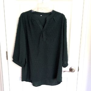 Hunter Green Swiss Dot Blouse - XXL